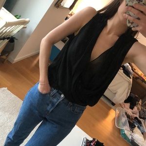 DVF Black Silk Top, Size 0